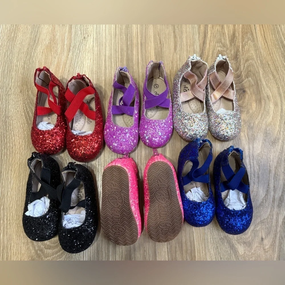 A Bear Co Purple Glitter Ballet Flats Toddler Size 5